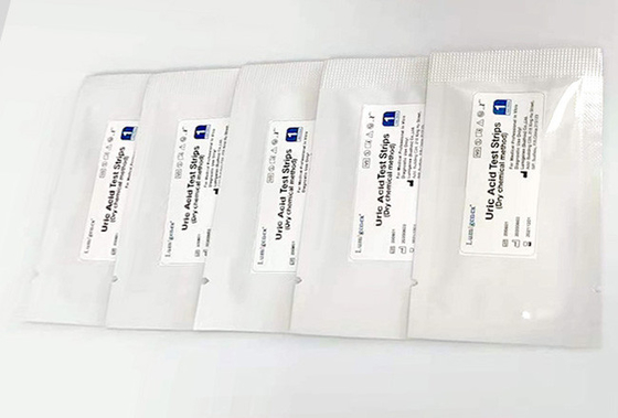 ISO13485 स्वीकृत यूरिक एसिड टेस्ट स्ट्रिप्स ड्राई केमिस्ट्री 4 मिनट